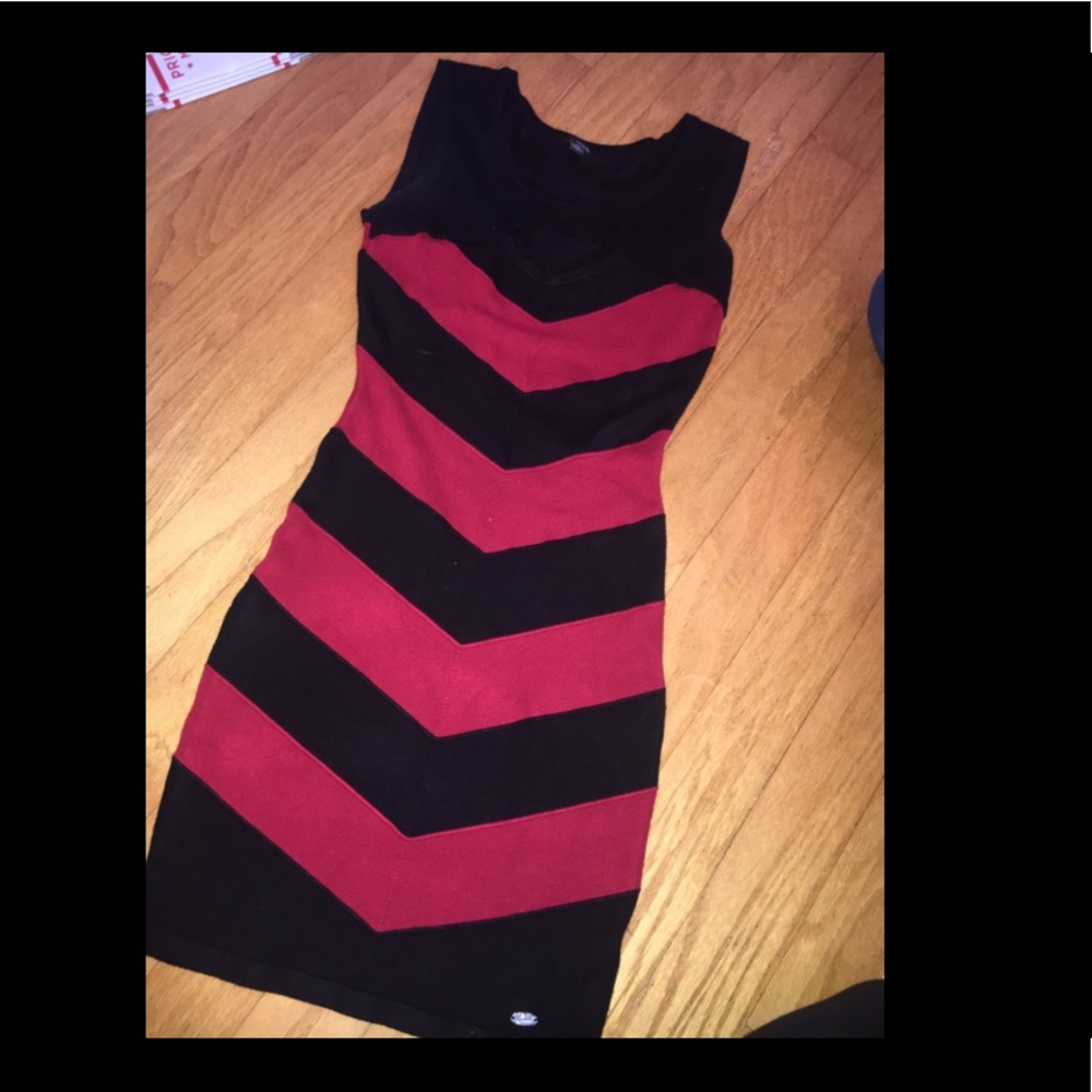 Red and black sweater dress